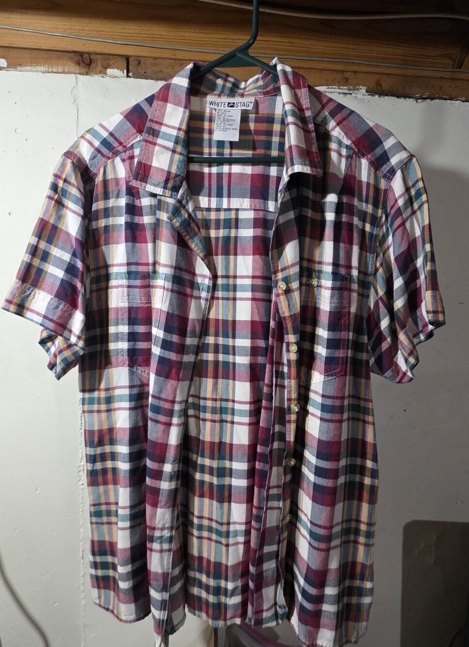 White Stag Plaid Shirt Red Green White XL